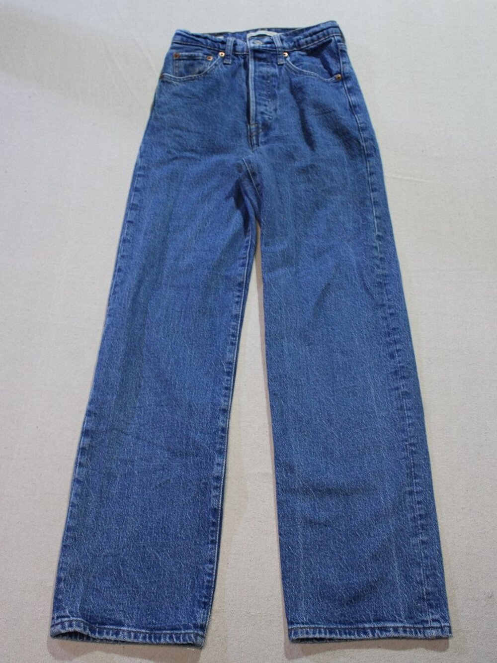 Levi's Premium Ribcage Straight Ankle Jeans, Button Fly, Medium Wash, Sz 24